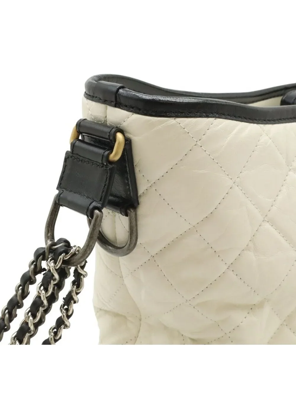 Chanel Gabriel de Large Hobo Chain Shoulder Bag Calfskin Bicolor White Black